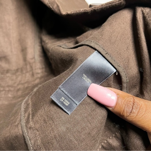 VTG Women Liz Claiborne 100% Linen Blazer Jacket 4 Chocolate Brown Academia - Picture 8 of 9